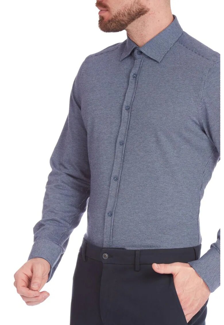 W Wegener Мъжка риза - Риза SLIM FIT 6965 - Синя