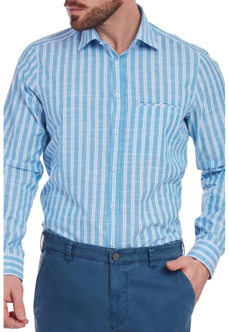 W Wegener Мъжка риза - slim fit 5953 - Синя