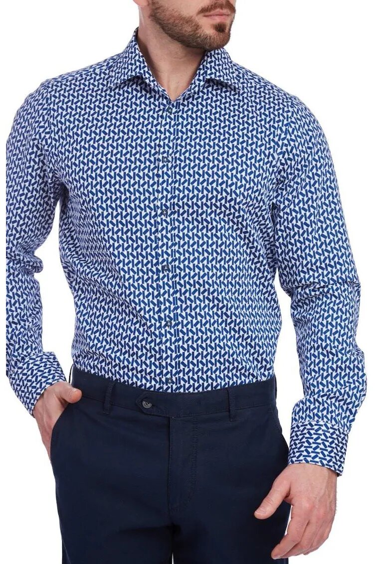 W Wegener Мъжка риза - slim fit 5960 - тъмносиня