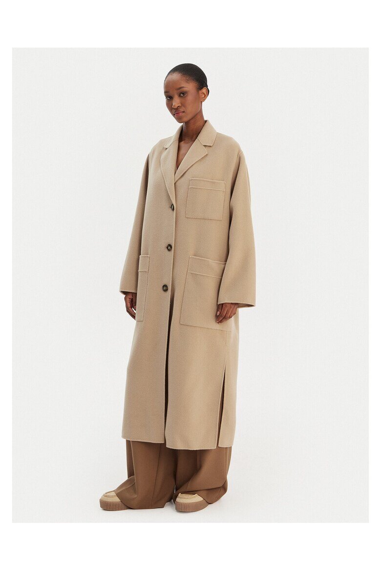 Weekend Max Mara Палто необработена вълна бежово Бежов