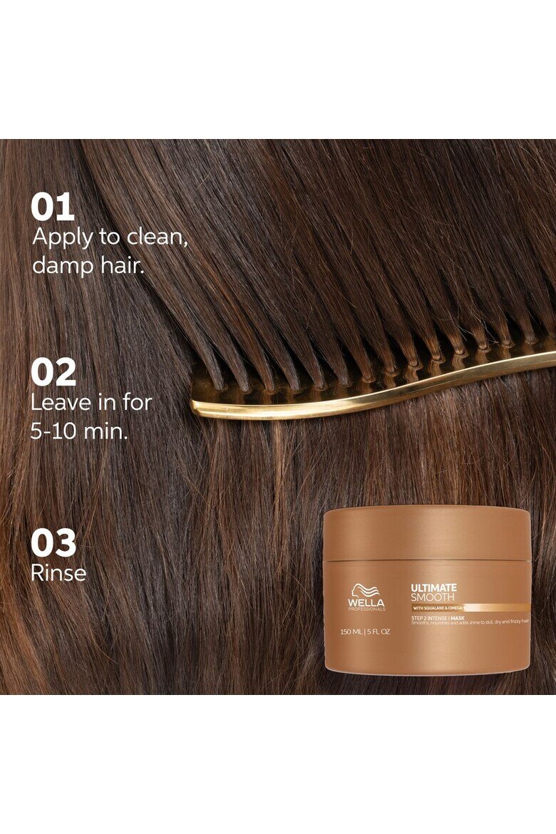 Wella Professionals Маска за коса Ultimate Smooth Хидратираща За суха и изтощена коса Със сквалан и омега 9 С антистатичен ефект 30 мл