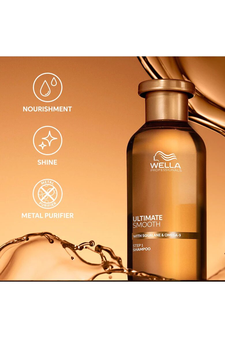 Wella Professionals Шампоан Ultimate Smooth Хидратиращ За суха и изтощена коса Със сквалан и омега 9 С антистатичен ефект 100 мл