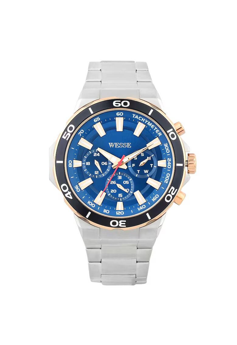 Wesse Мъжки часовник модел WWG400605SS - сребрист - стоманена каишка - син циферблат - водоустойчив 5 ATM