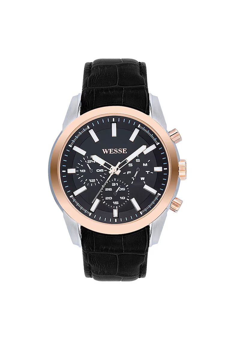 Wesse Мъжки часовник модел WWG400702L - сребрист - черна каишка - кварцов механизъм - водоустойчивост 5 ATM