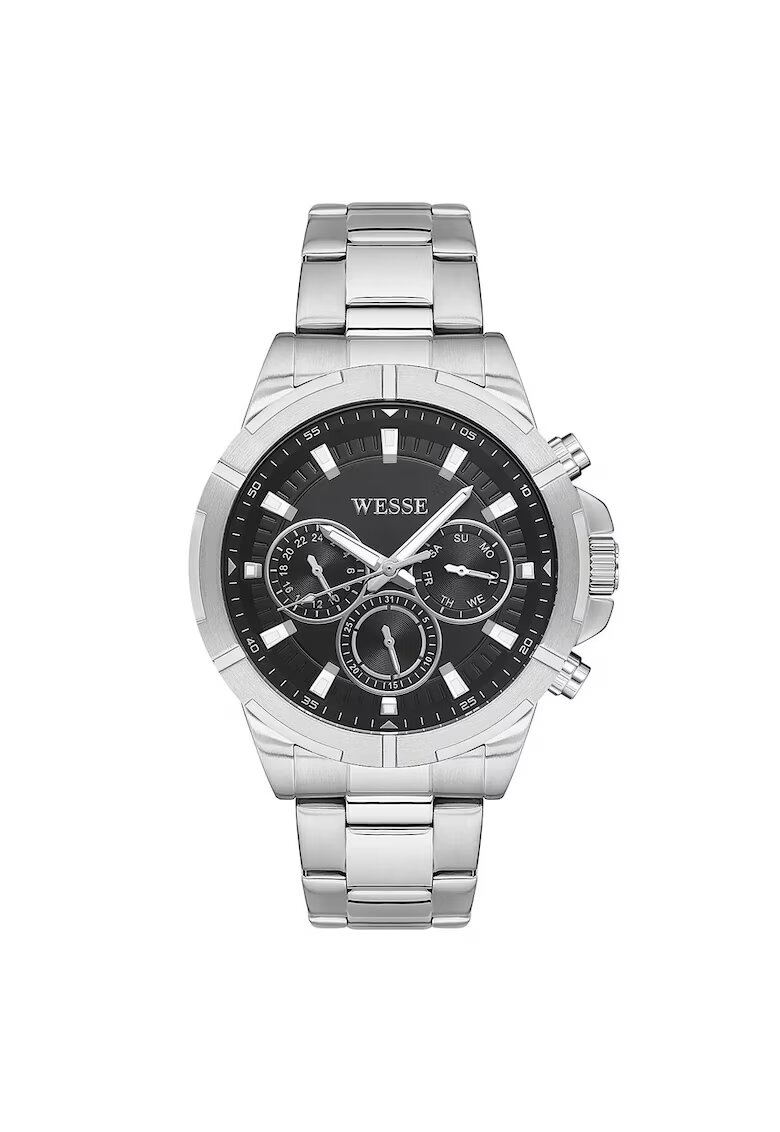 Wesse Мъжки часовник WWG205207 - 46 мм - стоманена каишка - водоустойчив на 5 ATM - сребрист - черен циферблат