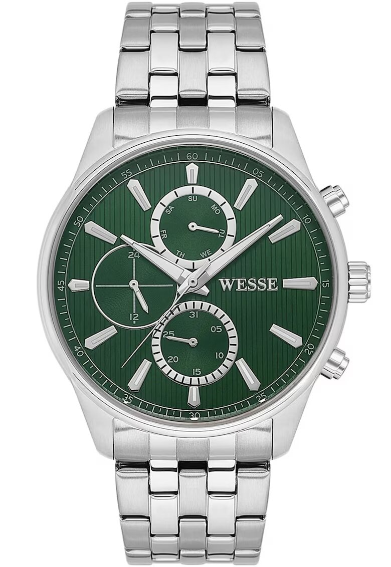 Wesse Мъжки часовник WWG206406 - 44 мм - стоманена каишка - зелен циферблат - водоустойчив 5 ATM