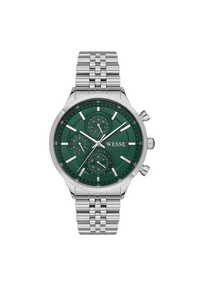 Wesse Мъжки часовник WWG207405 - 43 мм - стомана - водоустойчив 5 ATM - сребрист - зелен циферблат