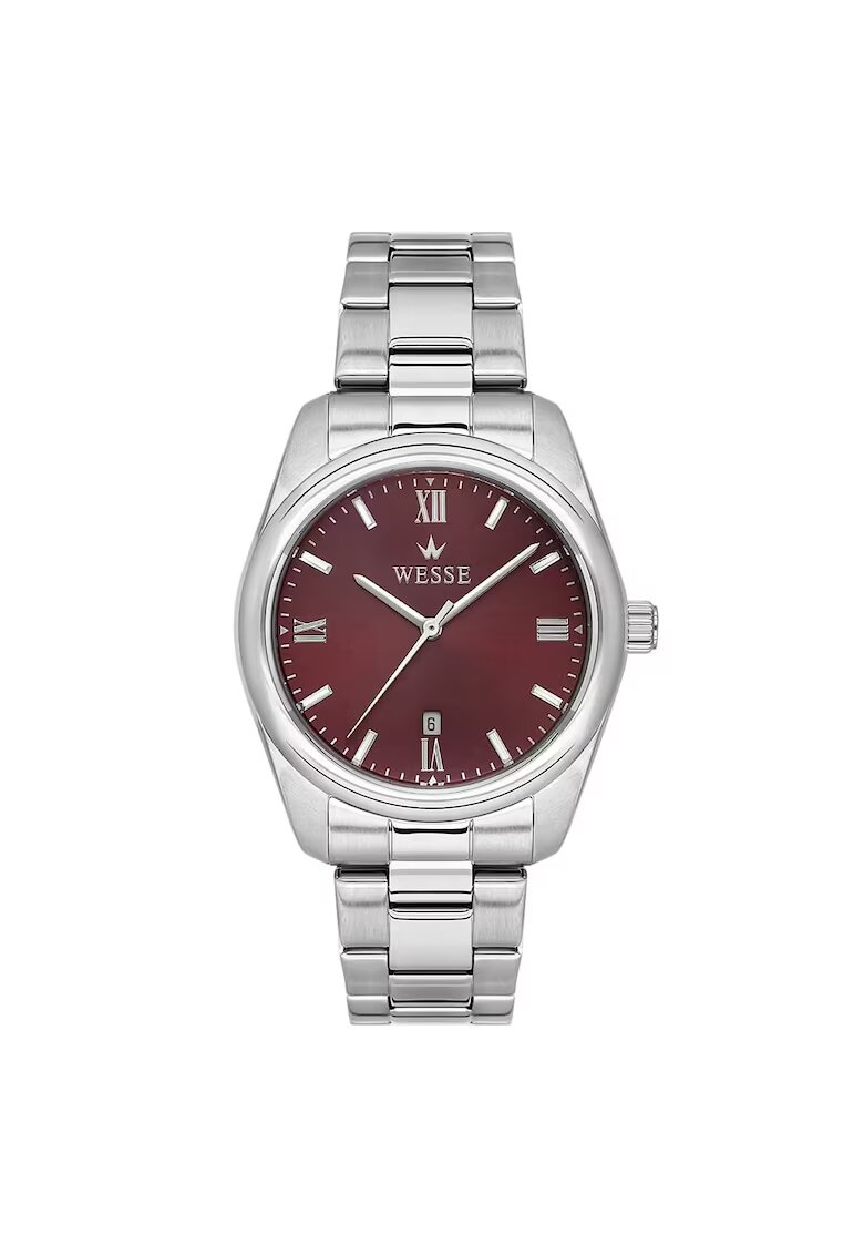 Wesse Мъжки часовник WWG209705 - 41мм - стоманена каишка - бордо циферблат - водоустойчив 5 ATM - сребрист