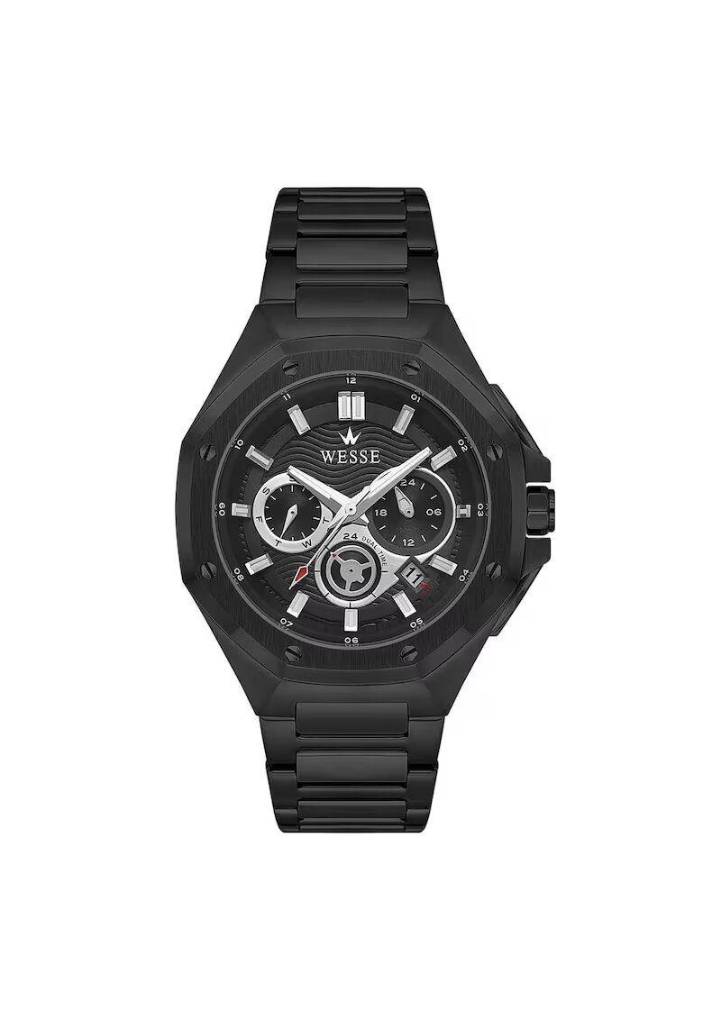 Wesse Мъжки часовник WWG402804 - стоманена каишка - 44 мм - черен - водоустойчив 5 ATM