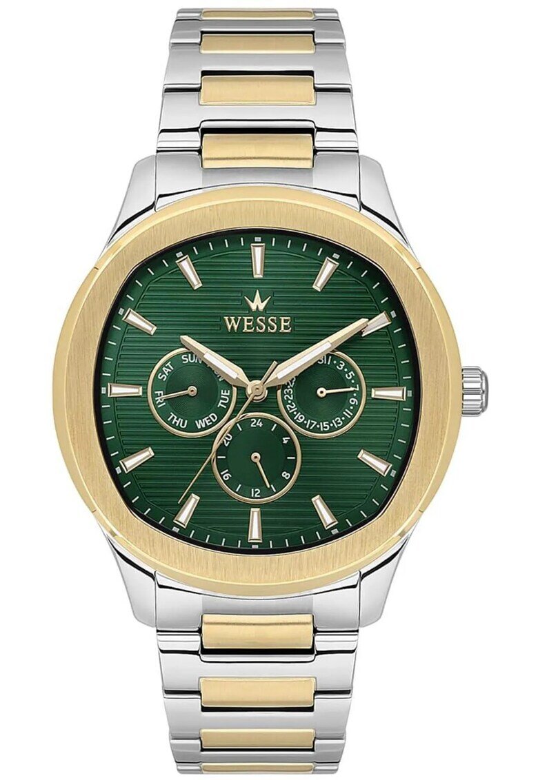 Wesse Мъжки часовник WWG402904 - 44 мм - стоманена каишка - зелен циферблат - златист/сребрист - 5 ATM