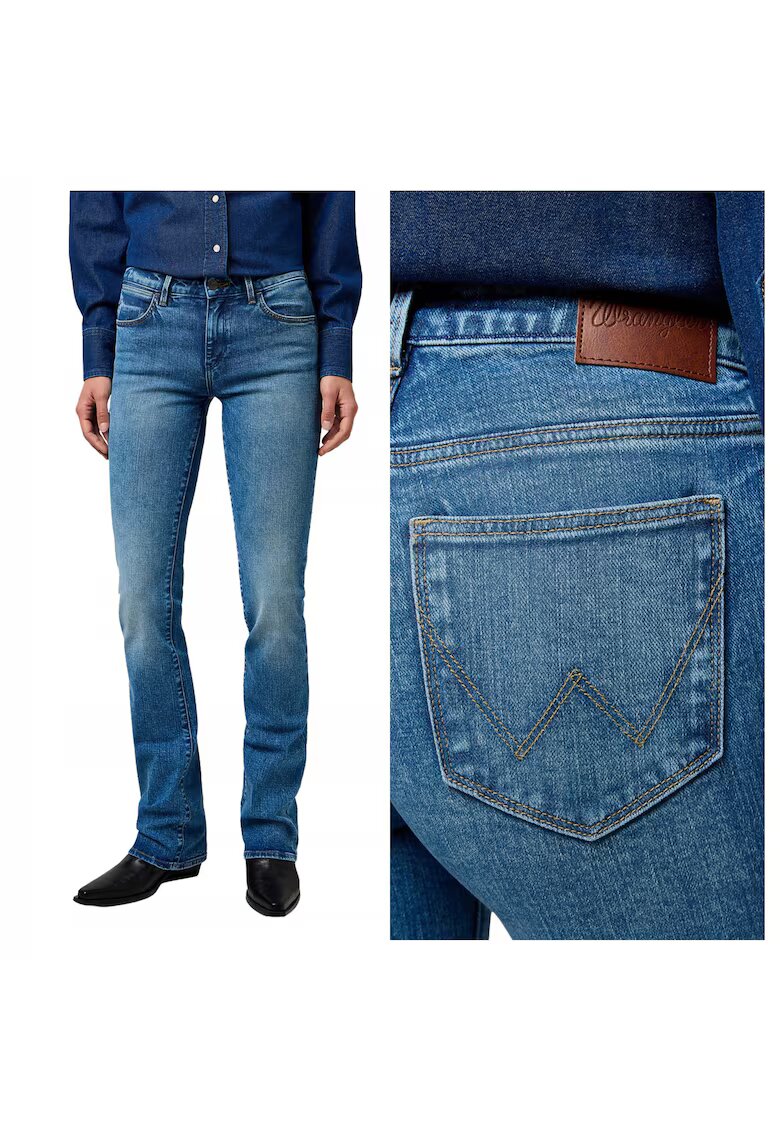 Wrangler Дамски дънки - Bootcut - Bootcut - Средна талия - 5 джоба - Цип - Дълги - Памук