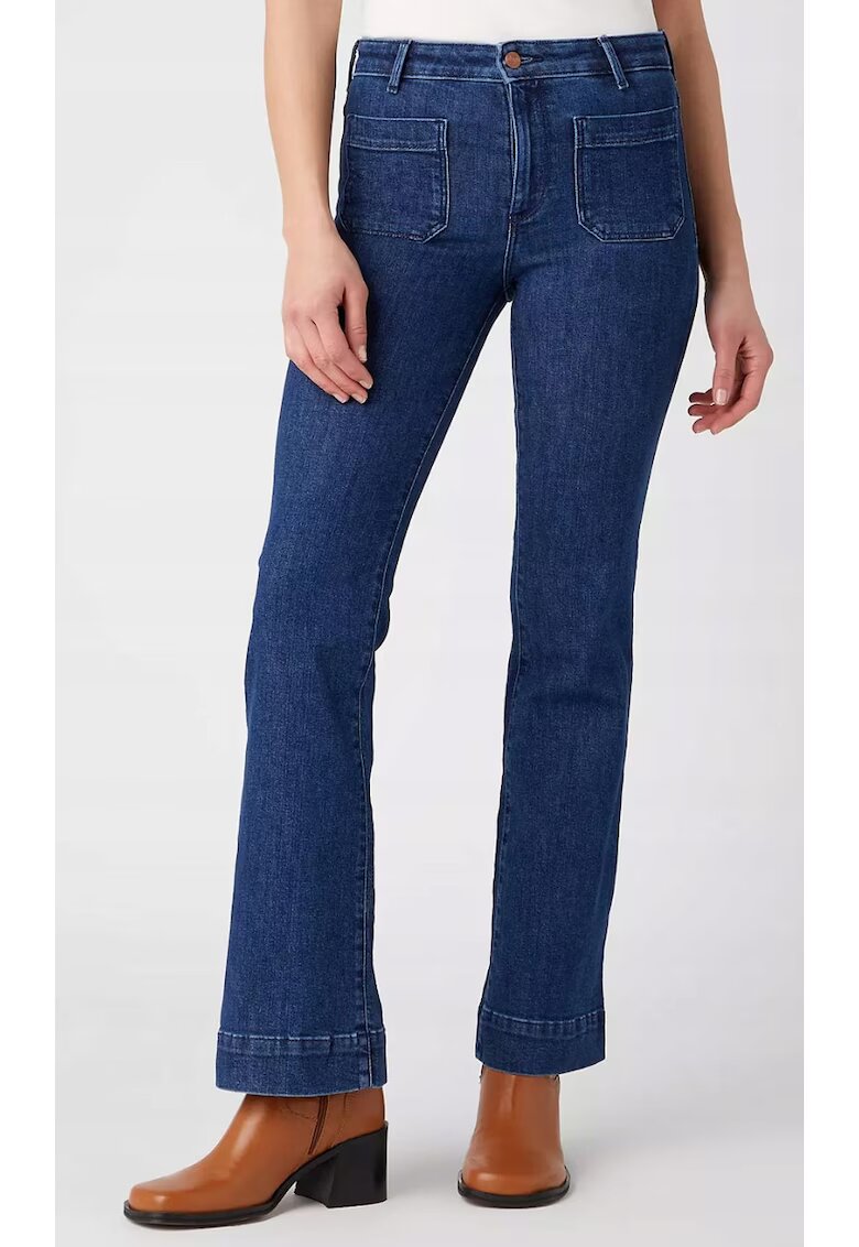 Wrangler Дамски дънки Flare - висока талия - разкроени - тъмносини - памук/еластан