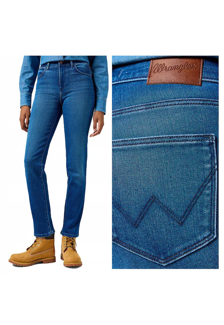 Wrangler Дамски дънки - Прави - Прав модел - Висока талия - 5 джоба - Цип - Дълги - Памук - W27-L32 US