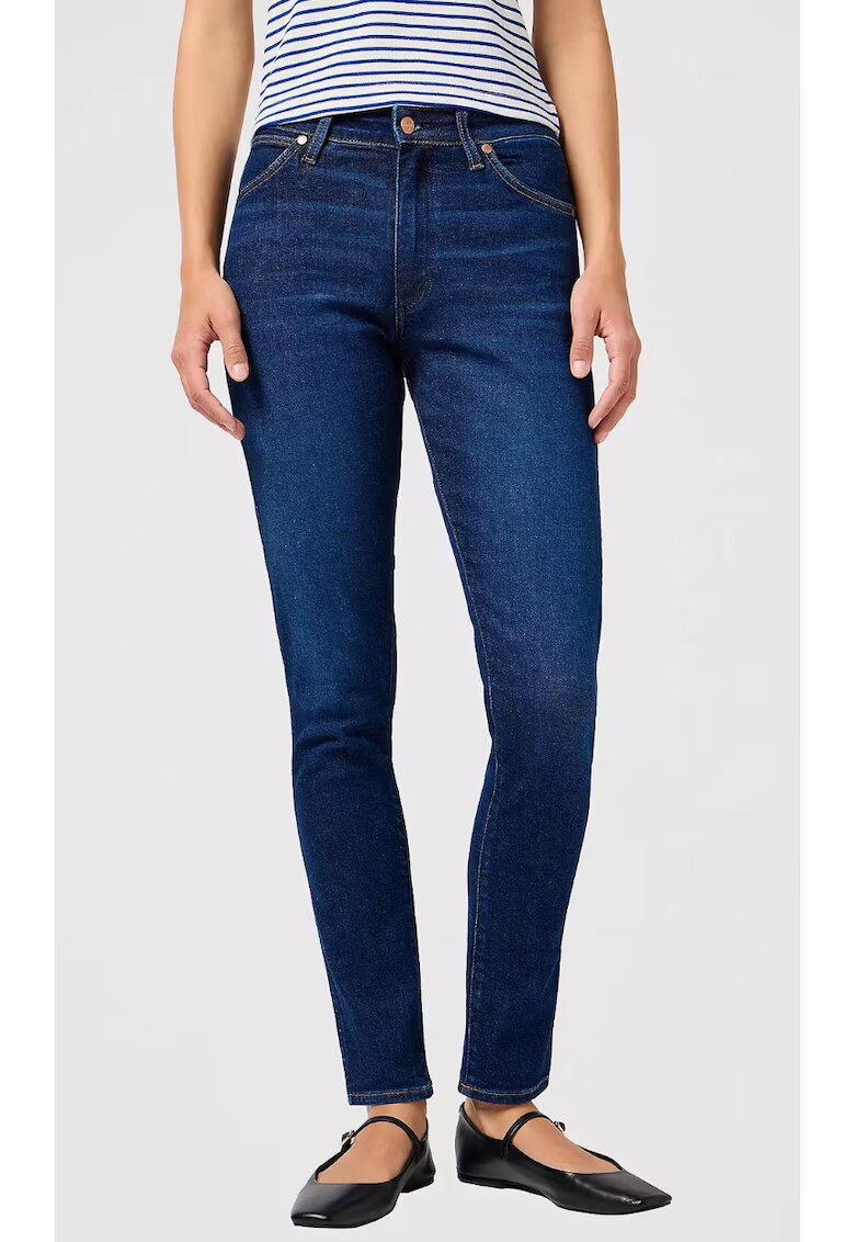 Wrangler Дамски дънки Sienna - skinny - тъмносини - памук с еластан - леко повдигната талия - дължина 7/8