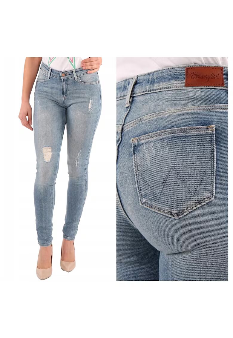 Wrangler Дамски дънки - Skinny - 11083-184 - Памук|Полиестер|Еластан - Дълги - Petite - Дънкови - W24-L32 US - Сини