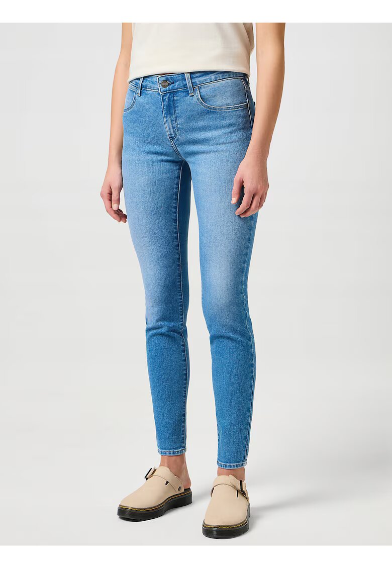 Wrangler Дамски дънки - Skinny - втален модел - средна талия - 5 джоба - цип - дълги - памук - W27-L32 US - сини