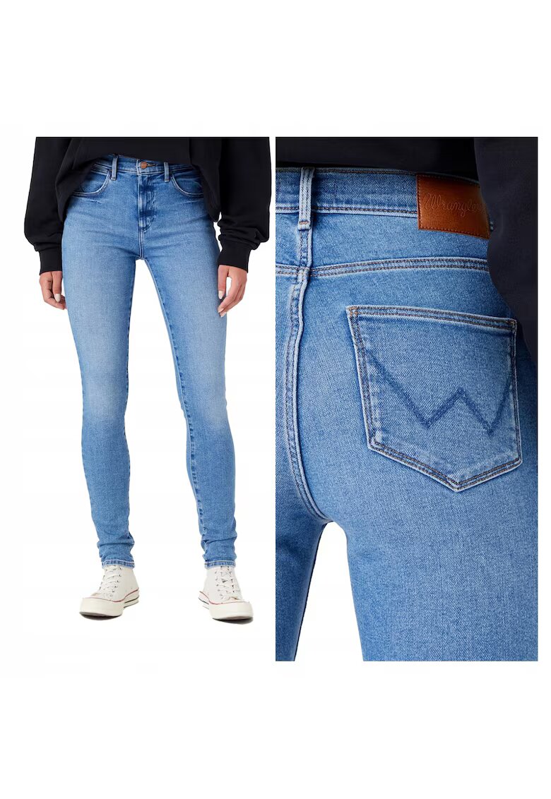 Wrangler Дамски дънки - Впити дънки с висока талия - Впити - Висока талия - Цип - Дълги - 5 джоба - Памук -
