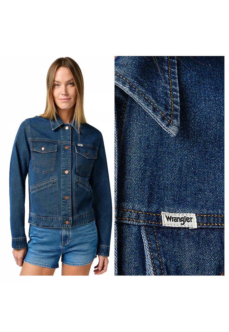 Wrangler Дамско Яке - Heritage Jacket - Regular Fit - Деним Дизайн - Без Качулка - С Копчета - Памук - Синьо