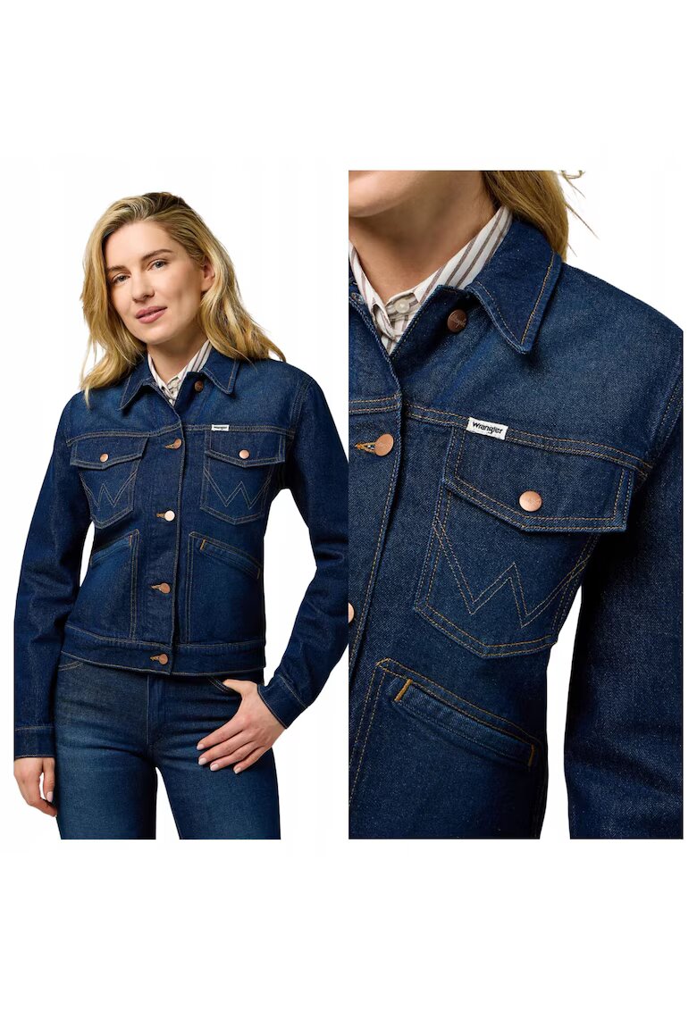 Wrangler Дамско Яке - Heritage Jacket - Regular Fit - Деним Визия - Класически Дизайн - Дълги Ръкави - С Копчета - Памук - Синьо