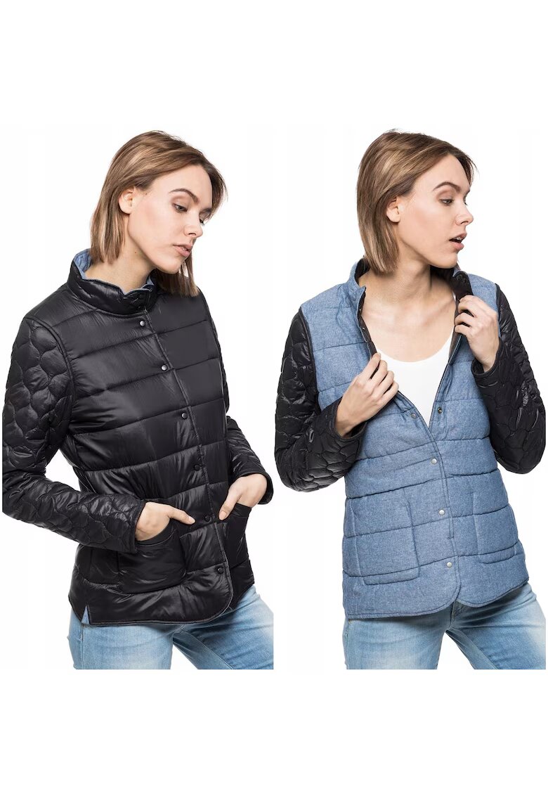Wrangler Дамско яке REVERSIBLE JACKET XS - Преходно - Памук - Едноцветно - Без качулка - Копчета - Черно