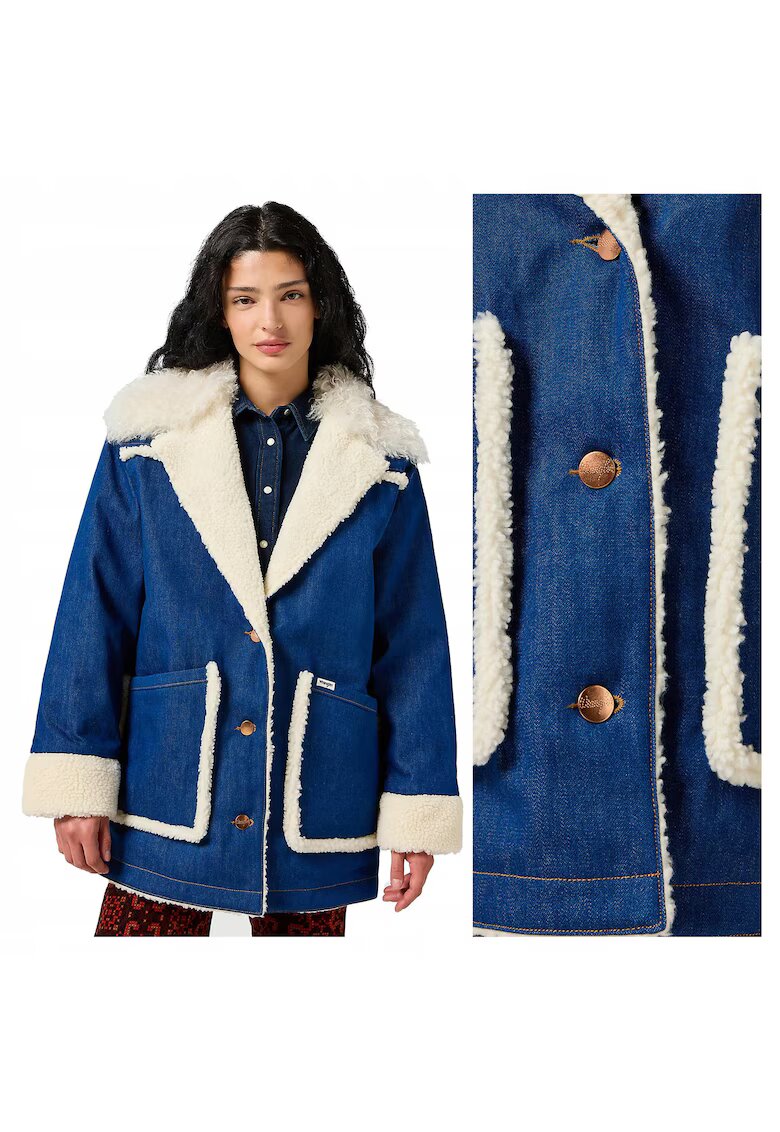 Wrangler Дамско яке - Wrange Coat - Regular Fit - Класически дизайн - Дълги ръкави - 2 джоба - С копчета - Памук - Синьо