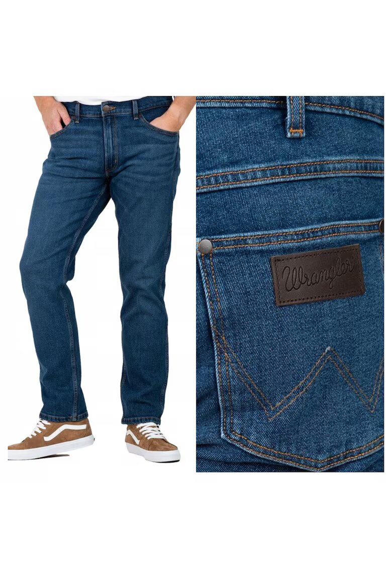 Wrangler Дънки за мъже - Greensboro - Права кройка - Ниска талия - Цип - Дълги - 5 джоба - Памук - W31-L32 US - Сини