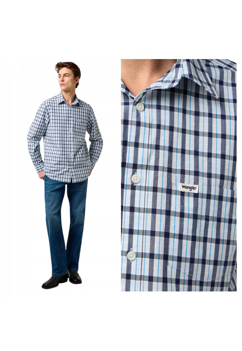 Wrangler Мъжка риза - 1 Pkt риза - Regular Fit - С яка - С копчета - Класически дизайн - Дълъг ръкав - Памук - M INTL