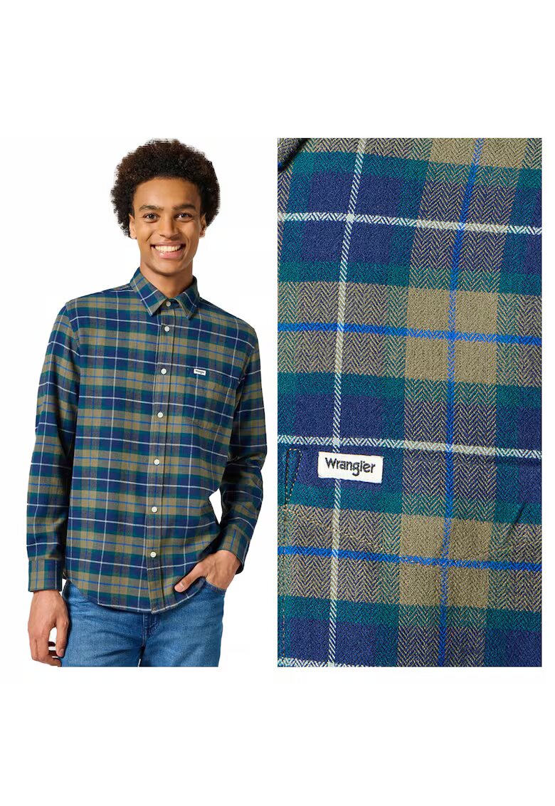 Wrangler Мъжка риза - 1PKT Flannel Shirt - Стандартна кройка - Класически дизайн - Дълги ръкави - С яка - С копчета - Памук