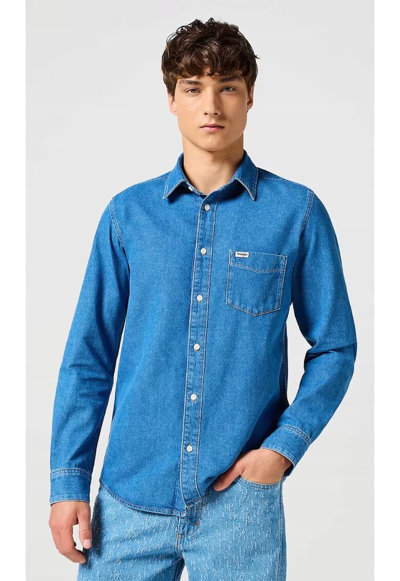 Wrangler Мъжка риза - деним - стандартна кройка - цвят Mid Stone
