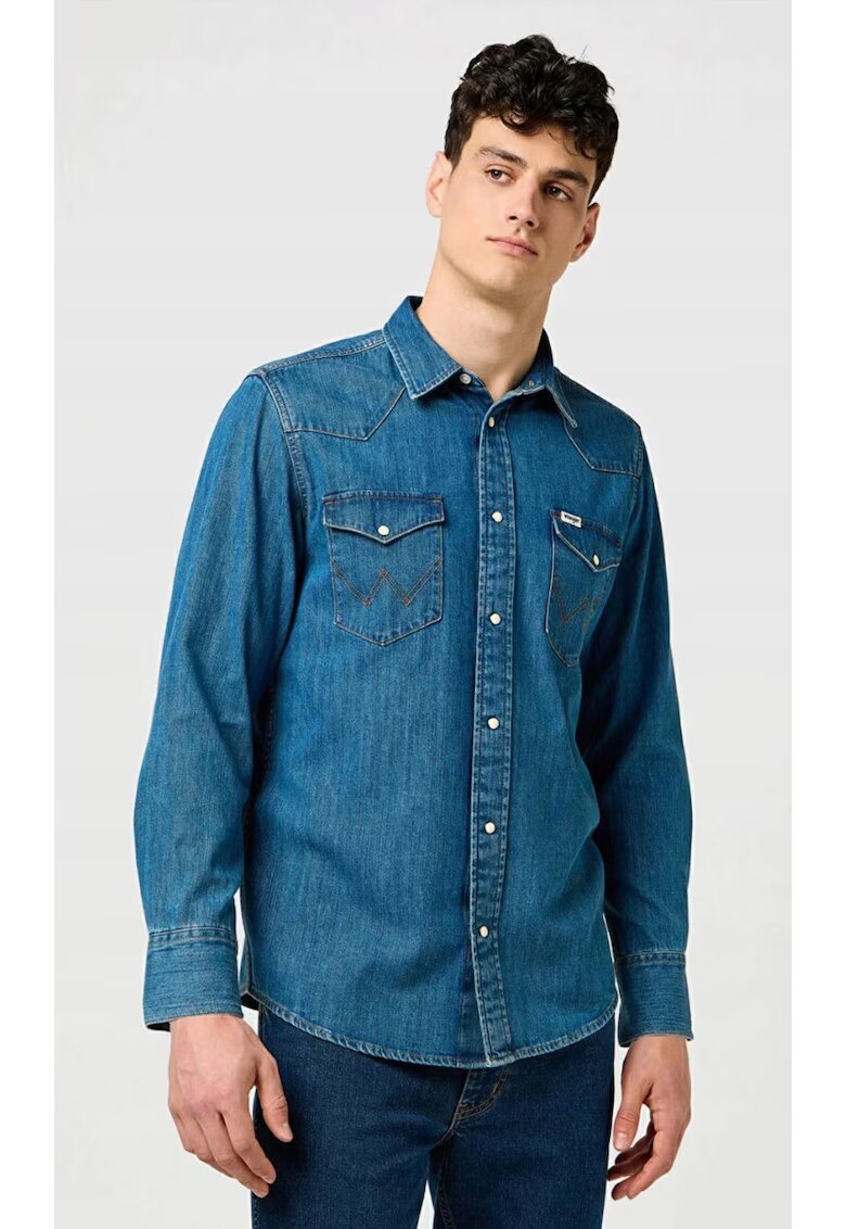 Wrangler Мъжка риза модел Western - стандартна кройка - 100% памук - тъмно синьо (зехтин)
