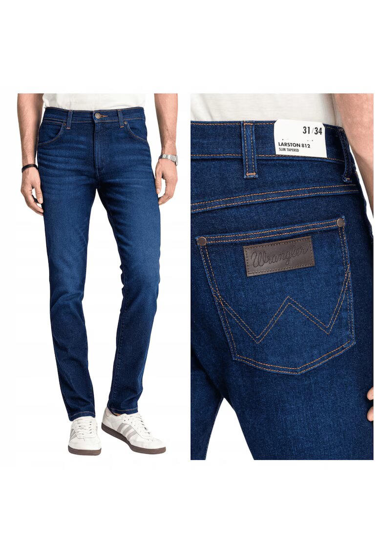 Wrangler Мъжки дънки - Larston - Slim Fit - Ниска талия - Цип - Дълги - 5 джоба - Памук - Еластан -