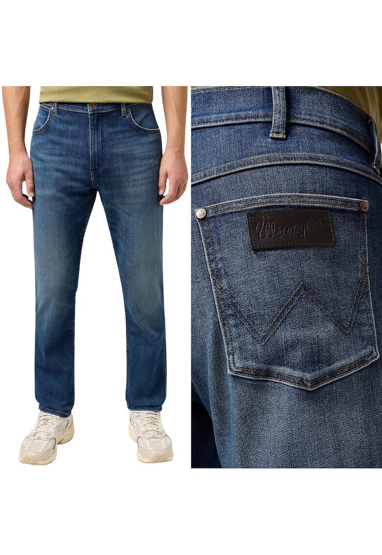 Wrangler Мъжки дънки Larston Slim - тъмносини - Син