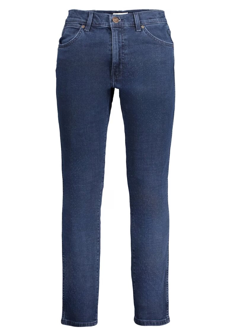 Wrangler Мъжки дънки Larston - средна талия и кройка Slim fit - тъмно сини - Тъмносин