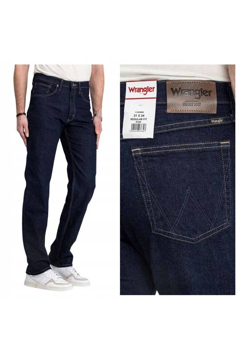 Wrangler Мъжки дънки Regular Straight Fit Средна талия 5 джоба Цип Дълги Памук Син