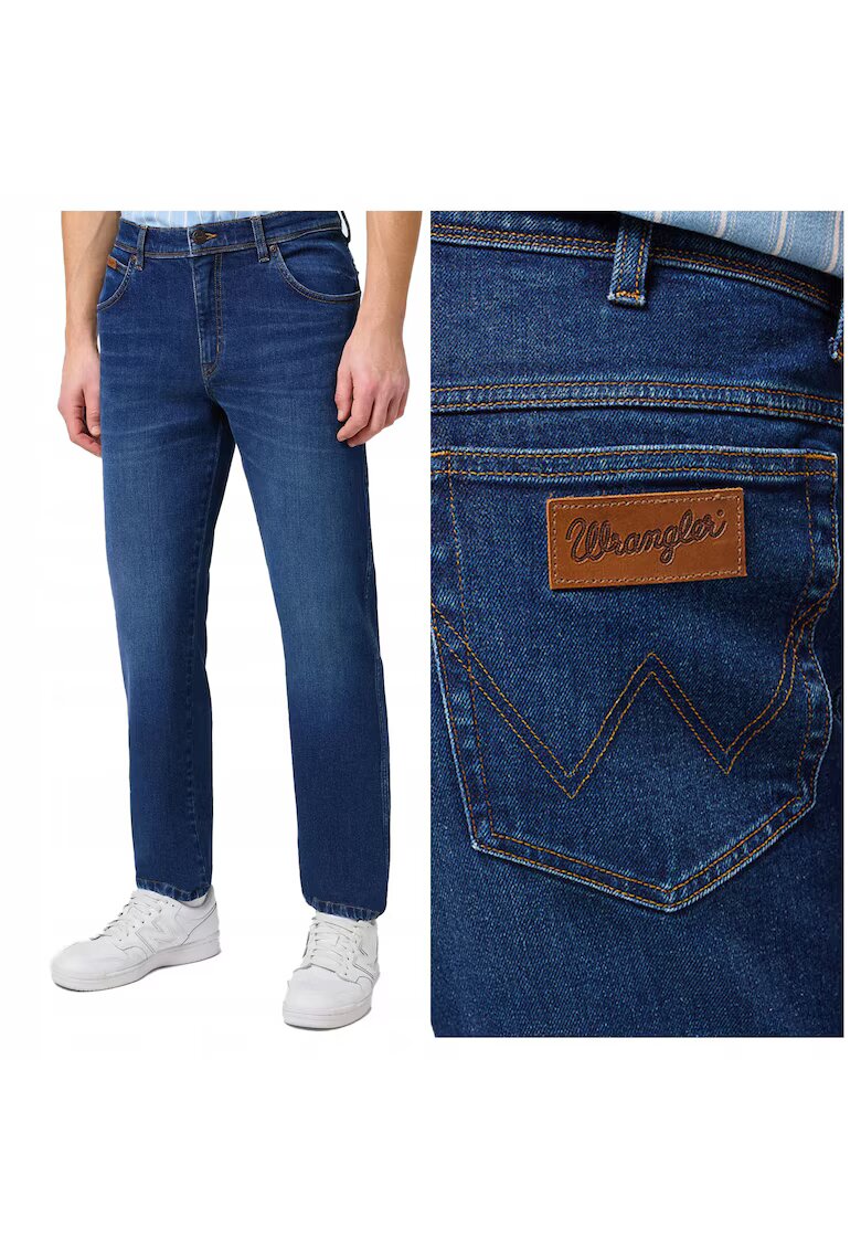Wrangler Мъжки дънки - Texas Jeans - Права кройка - Висока талия - Цип - Дълги - 5 джоба - Памук - W32-L34 US