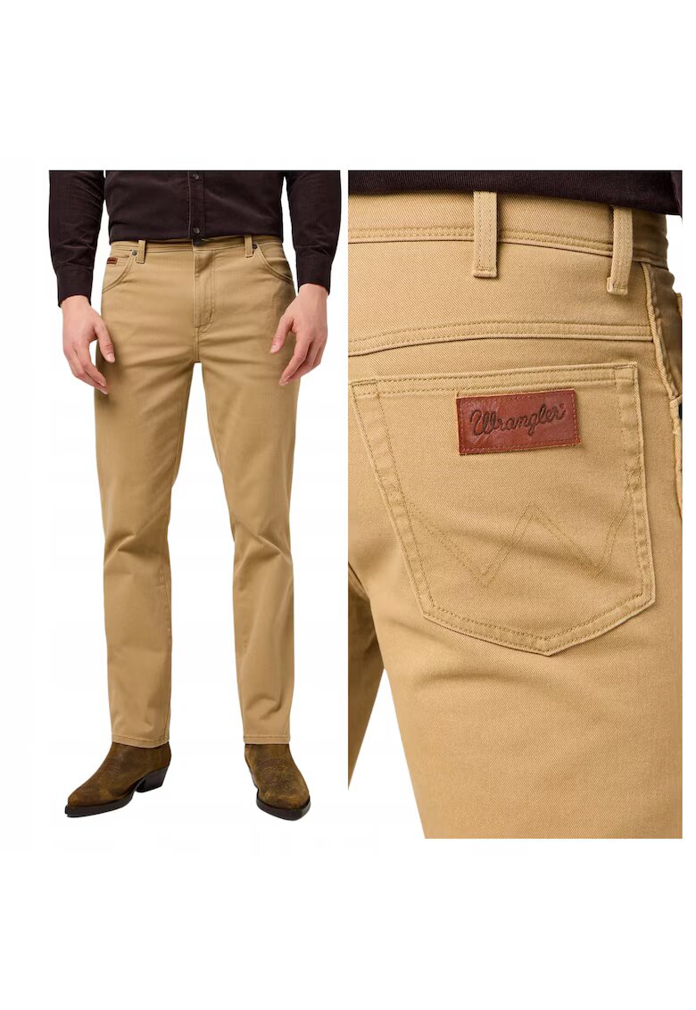 Wrangler Мъжки дънки - Texas - права кройка - 5 джоба - средна талия - цип - памук - бежови