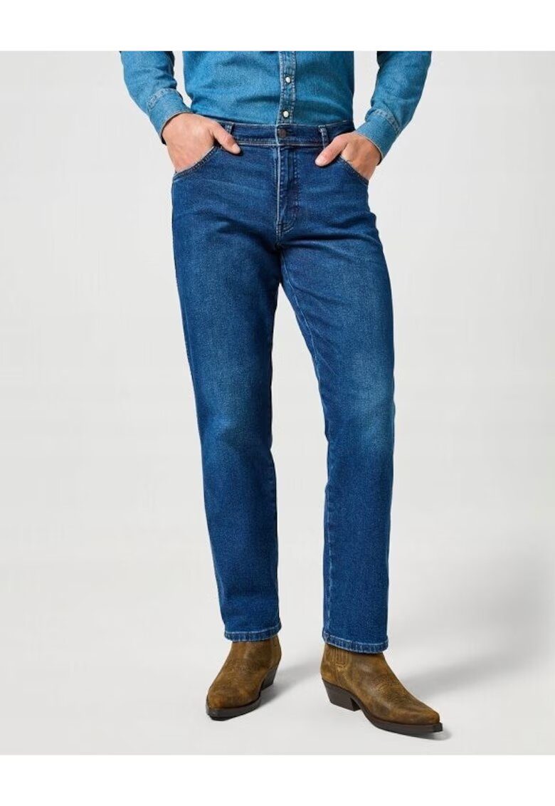Wrangler Мъжки дънки - Texas - Права кройка - Средна талия - 5 джоба - Цип - Дълги - Памук - W32-L34 US