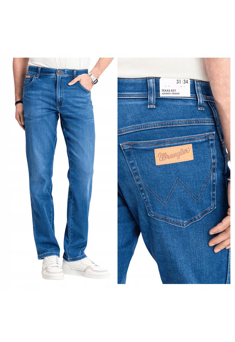 Wrangler Мъжки дънки - Texas - Права кройка - Средна талия - Цип - Дълги - 5 джоба - Памук - W31-L30 US