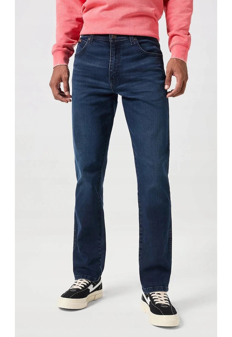 Wrangler Мъжки дънки Texas Slim - еластични - тъмносини - памук