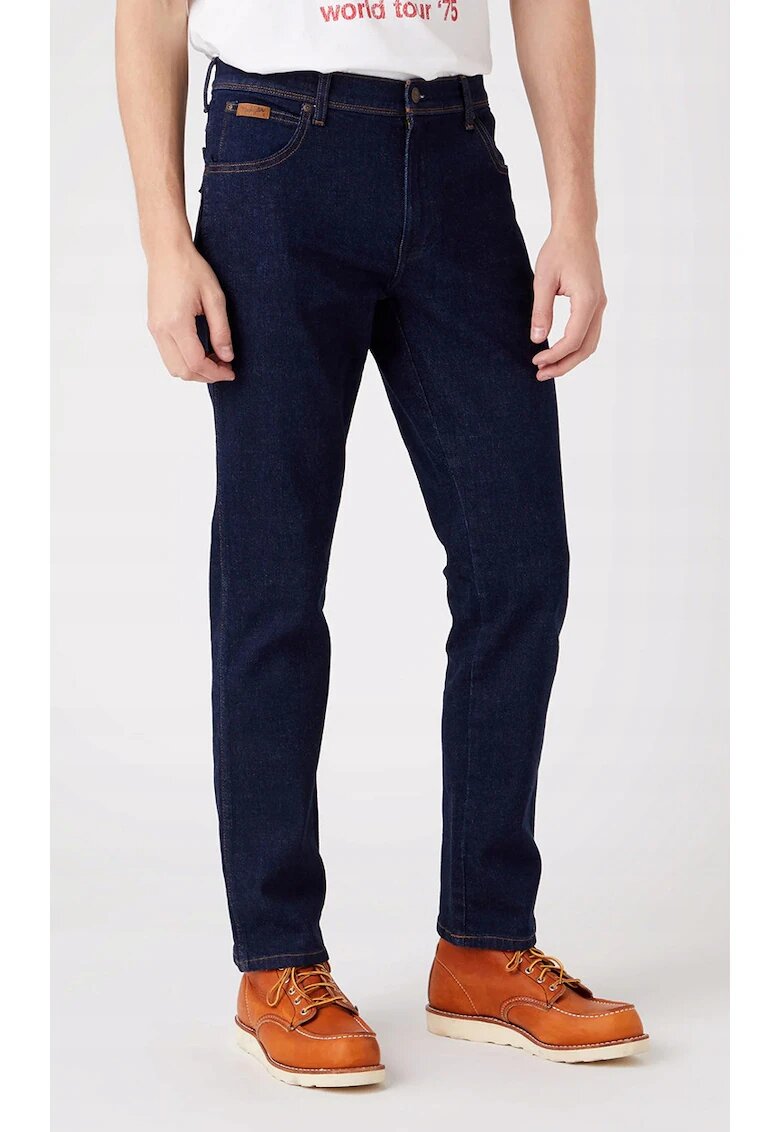 Wrangler Мъжки дънки Texas Slim - еластични - тъмносини - памук