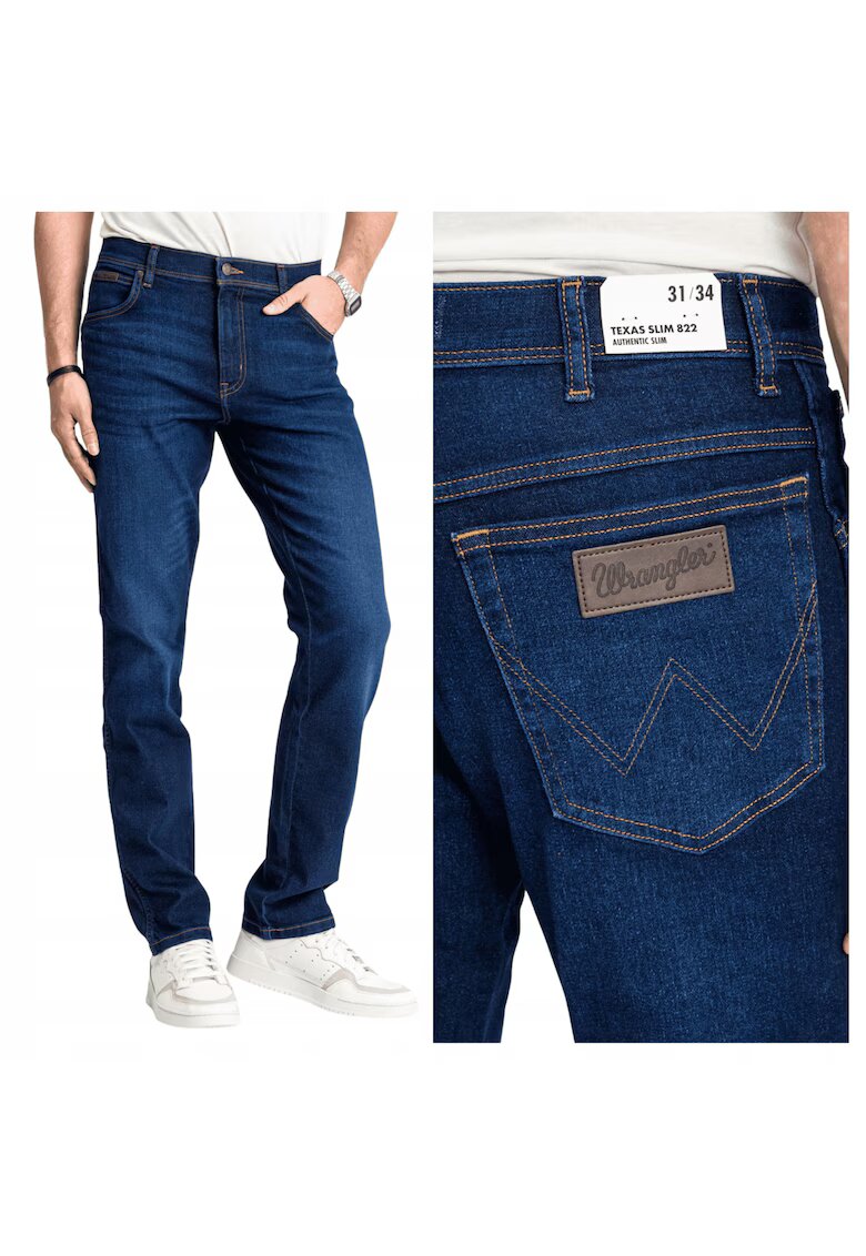 Wrangler Мъжки дънки - Texas - Slim Fit - Средна талия - Цип - Дълги - 5 джоба - Памук - Еластан - W31-L34 US