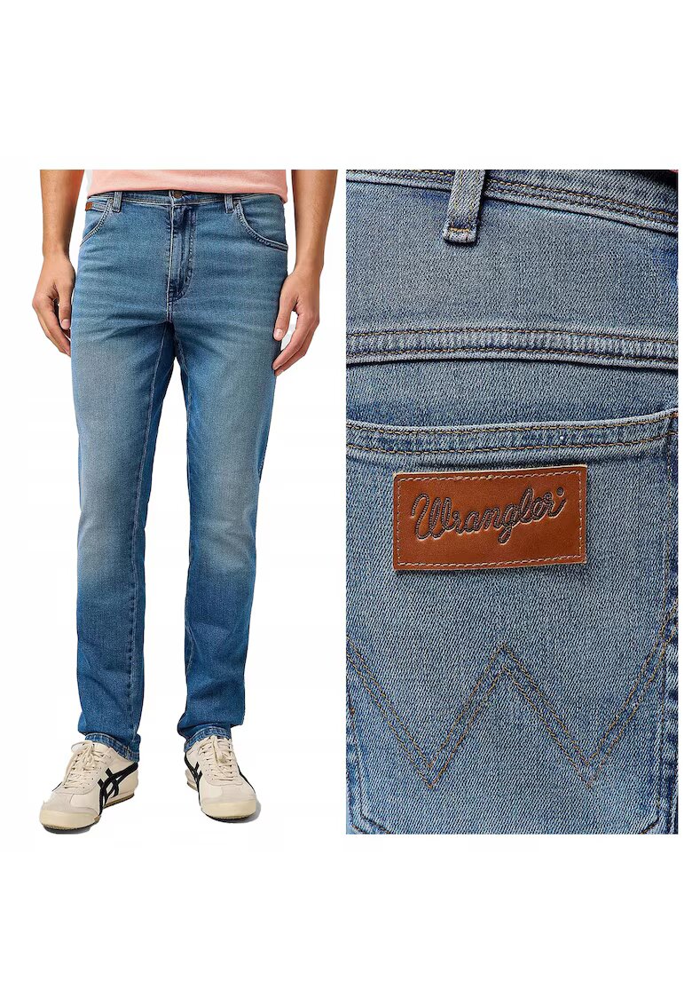 Wrangler Мъжки дънки - Texas Slim - Права кройка - Средна талия - 5 джоба - Цип - Дълги - Памук -