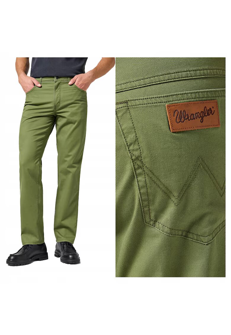 Wrangler Мъжки панталони - Texas - дълги - прав силует - средна талия - 5 джоба - цип - памук - зелени