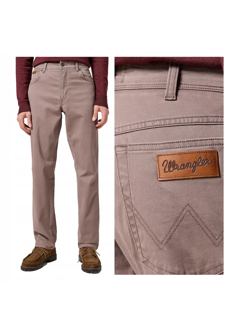 Wrangler Мъжки панталони - Texas - Regular Fit - с цип - 5 джоба - дълги - памучни - кафяви