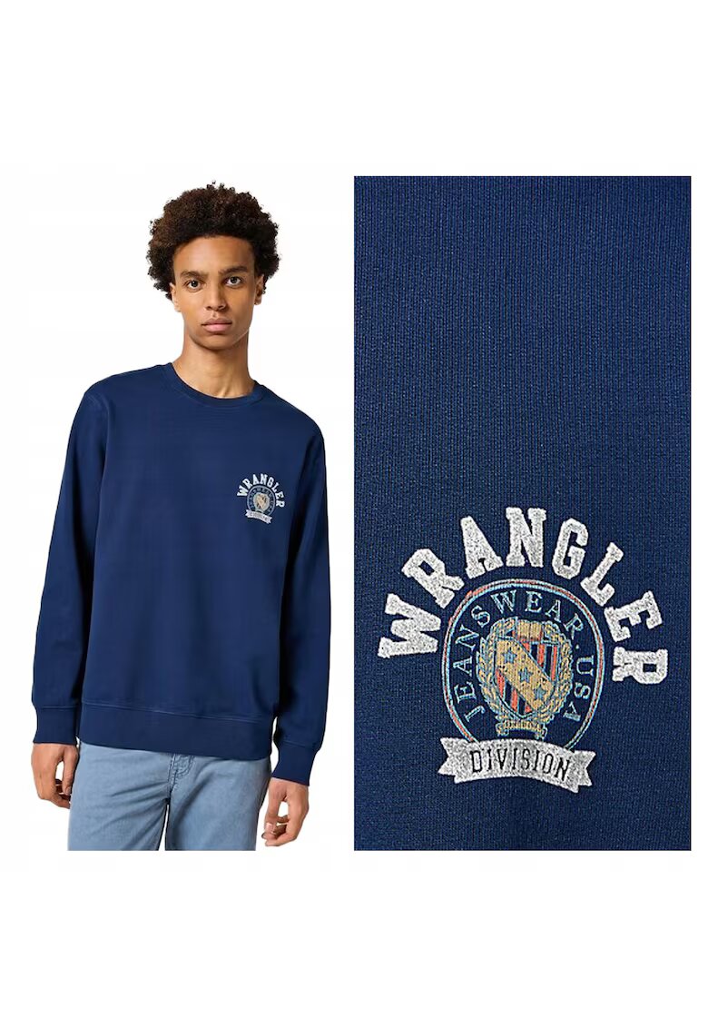 Wrangler Мъжки суичър - Crewneck Sweatshirt - Стандартна кройка - Кръгло деколте - Без джобове - Дълъг ръкав - Памук - Без закопчаване - 4XL INTL