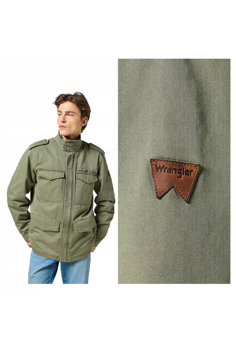 Wrangler Мъжко яке - Field Jacket Dusty - Класически дизайн - Fadwqfa качулка - цип - памук - XL -