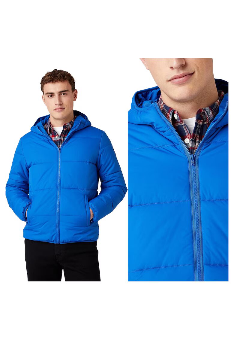Wrangler Мъжко яке - The Puffer - Regular Fit - класически дизайн - дълги ръкави - 2 джоба - с цип - памук - 3XL INTL - синьо