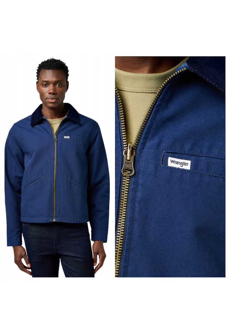 Wrangler Мъжко яке - Utility Jacket - Regular Fit - С яка - Цип - Топло и Удобно - Дълги ръкави - Памук - Синьо