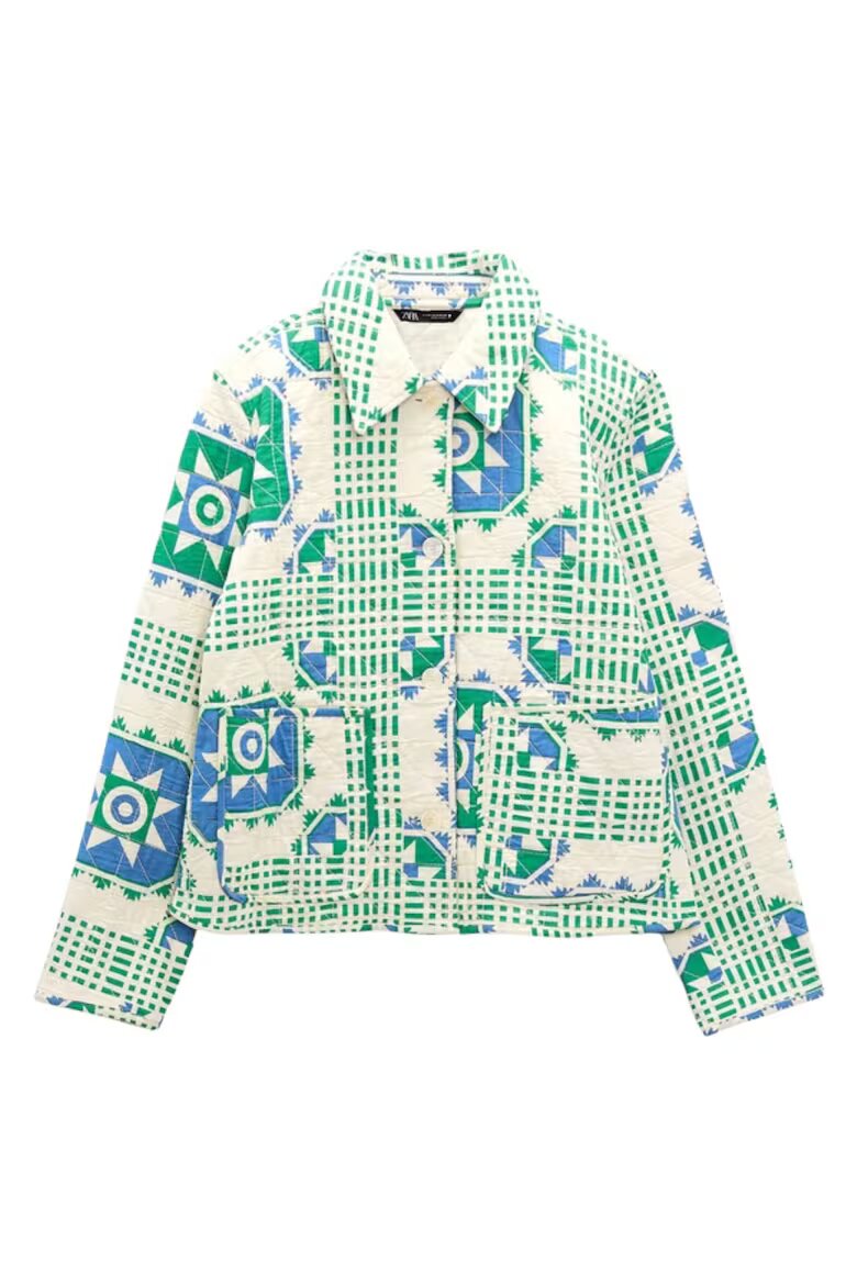 Zara Дамско яке бяло/зелено