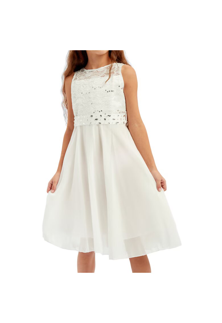 ZOYA Fashion Елегантна рокля за момиче Arlette - бяла - с дантела и кристали - идеална за специални събития - удобство и изисканост - Бял